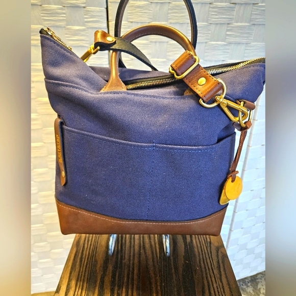 R.Riveter Handbags - R.Riveter "otto" the carry all canvas tote with leather trim in navy 🇺🇸